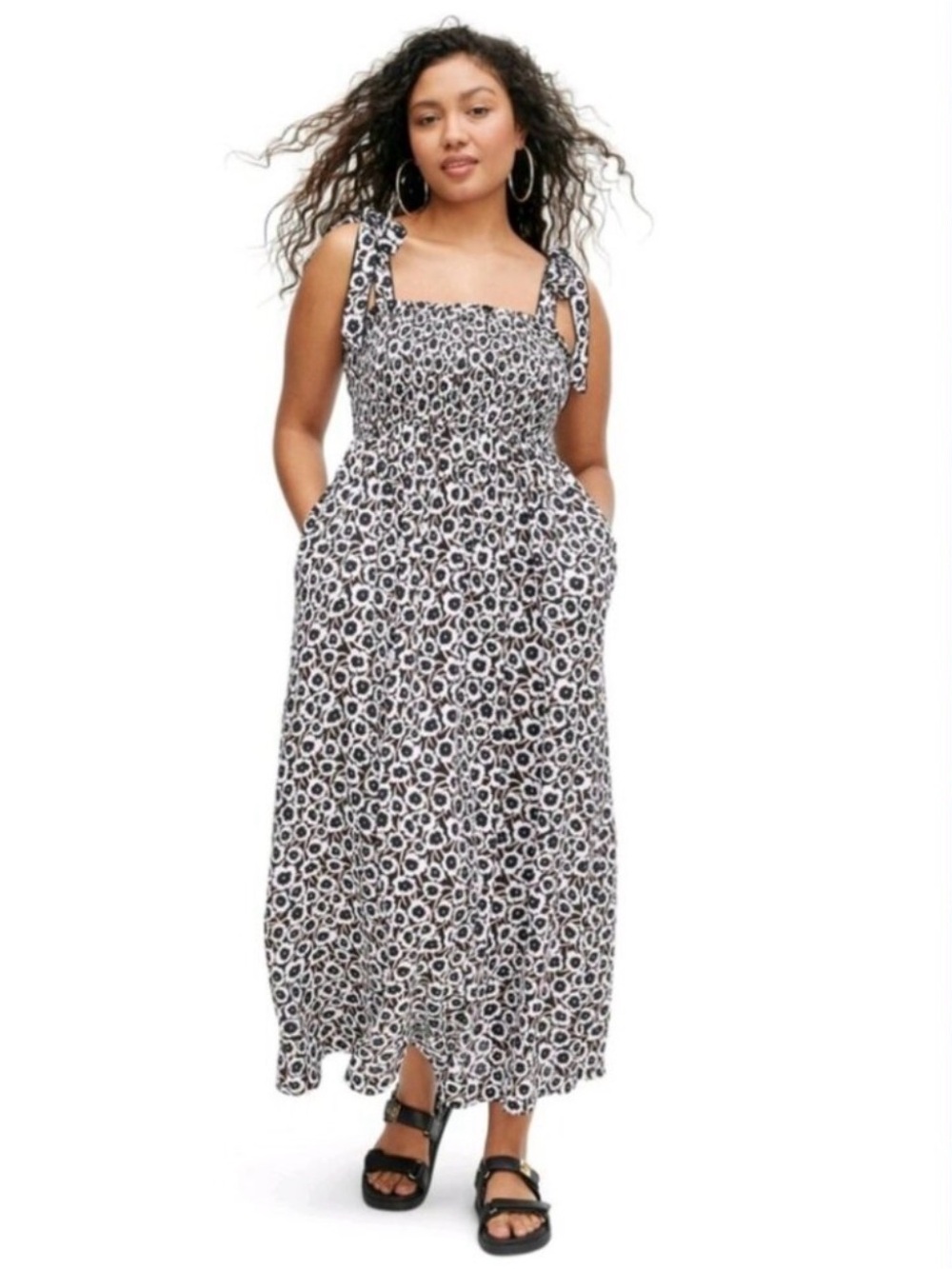 Diane von‎ Furstenberg (DVF) for Target Smocked Tie Strap Poppy Dress 2X floral